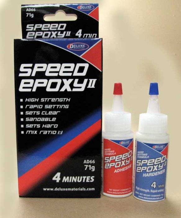 Speed Epoxy II - 4-Minute Set Time -- 2-2/5oz 71g, All Scales, Deluxe Materials Ltd AD66