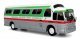 1966 GM 4107 Motorcoach Bus - Assembled -- Indiana Motor Coach (Destination: Indianapolis, gree, HO, Iconic Replicas 870291