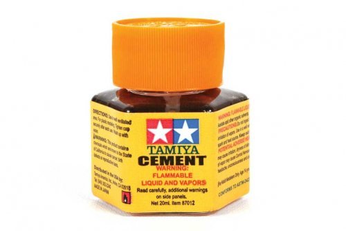 Liquid Plastic Cement with Brush Cap -- 2/3oz 20mL, All Scales, Tamiya Paints 87012