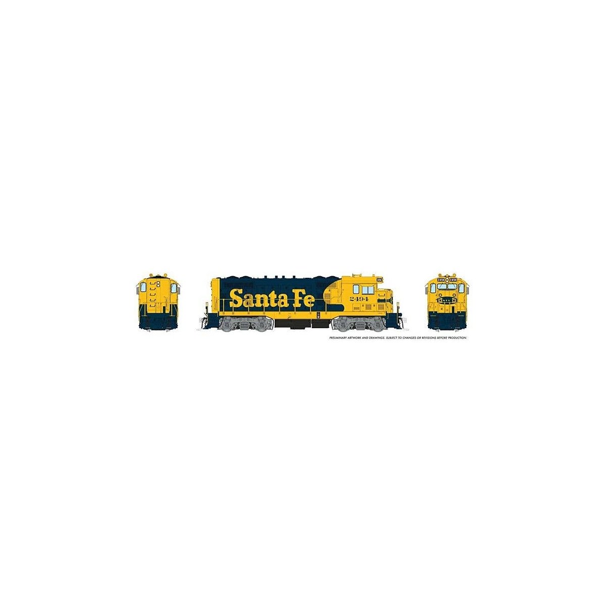 Santa Fe CF7 w/Round Cab - Standard DC -- Santa Fe 2554 (Warbonnet, blue, yellow), HO, Rapido Trains Inc 70112