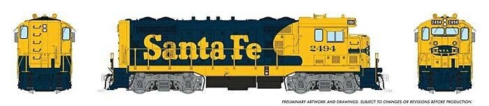 Santa Fe CF7 w/Round Cab - Standard DC -- Santa Fe 2554 (Warbonnet, blue, yellow), HO, Rapido Trains Inc 70112