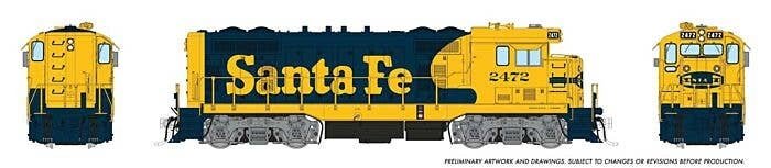 Santa Fe CF7 w/Round Cab - Standard DC -- Santa Fe 2496 (Warbonnet, blue, yellow), HO, Rapido Trains Inc 70119