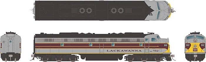 EMD E8A - Standard DC -- Delaware, Lackawanna & Western 818 (gray, maroon, yellow), HO, Rapido Trains Inc 28079