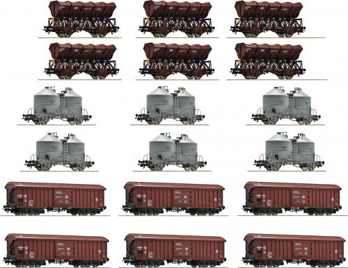 18 piece display: Marshalling yard/bulk goods, DB, HO, Roco 6600330