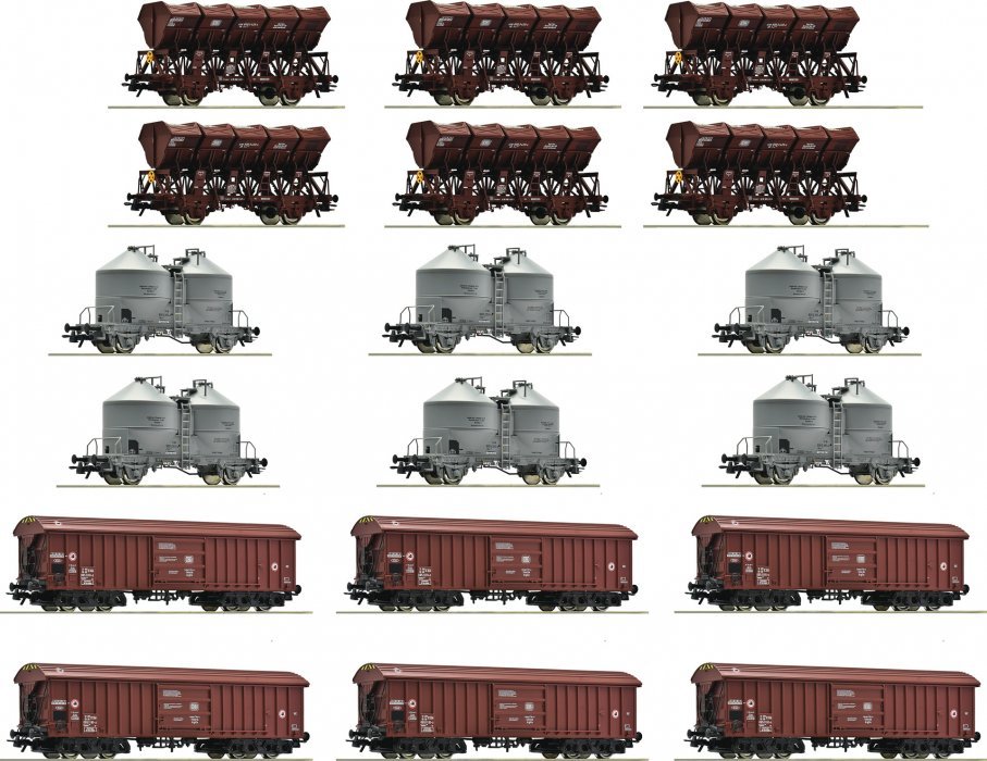 18 piece display: Marshalling yard/bulk goods, DB, HO, Roco 6600330