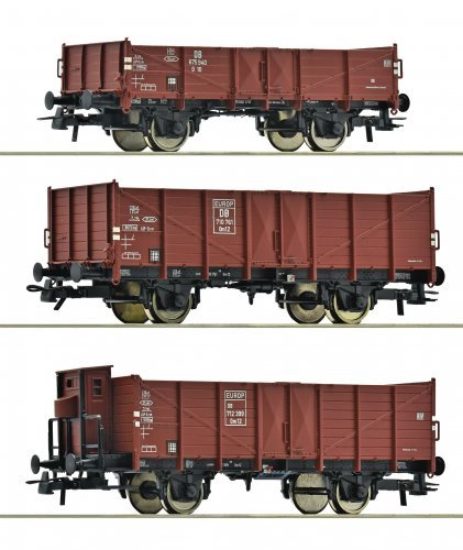 3 piece set: Open goods wagons, DB, HO, Roco 6600303