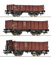 3 piece set: Open goods wagons, DB, HO, Roco 6600303