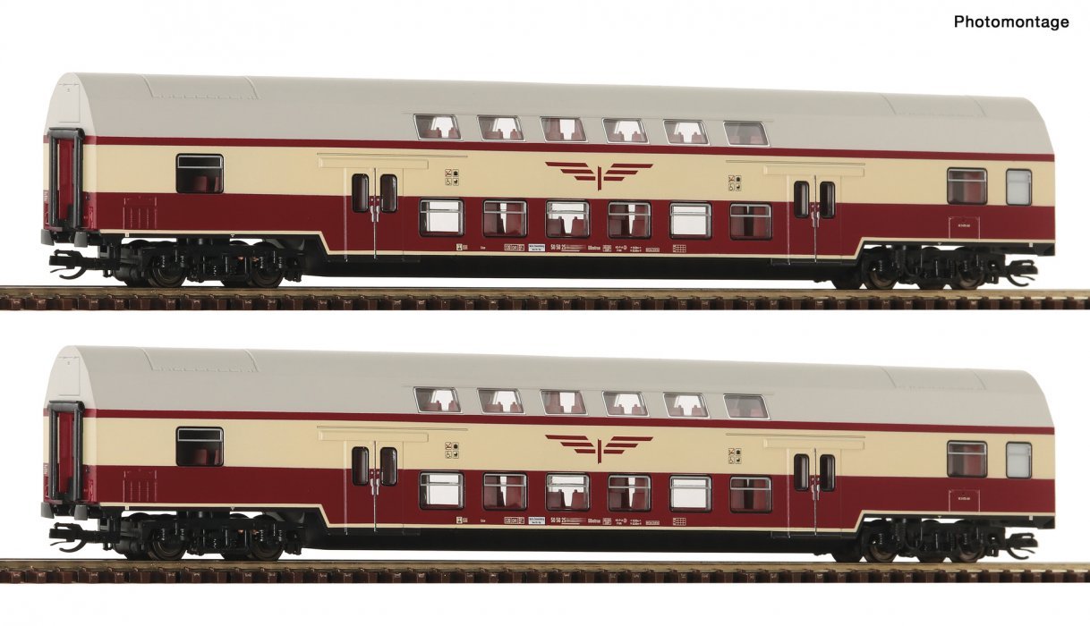 2 piece set (2): Double-deck coaches, DR, TT, Roco 6280046