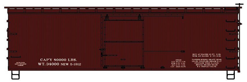 36′ Double-Sheathed Wood Boxcar w/Steel Roof, Wood Ends -- Data Only (Mineral Red), HO, Accurail Inc 1898