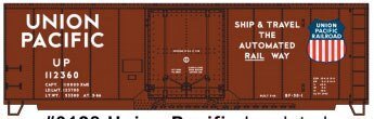AAR 40′ Insulated Plug-Door Boxcar - Kit -- Union Pacific 112360 (Boxcar Red, Ship & Travel Automate, HO, Accurail Inc 3128