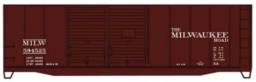 AAR 40′ Double-Door Boxcar - Kit -- Milwaukee Road 594525 (Boxcar Red, Spelled Out TMR), HO, Accurail Inc 3645