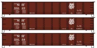AAR 41′ Steel Gondola 3-Pack - Kit -- New Haven 58129, 58163, 58194 (Boxcar Red, Script Logo), HO, Accurail Inc 37674