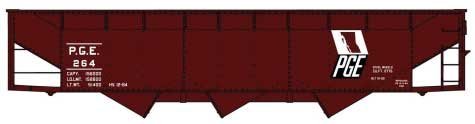 AAR 70-Ton Offset-Side 3-Bay Hopper - Kit -- Pacific Great Eastern 264 (Boxcar Red, black, white), HO, Accurail Inc 7568