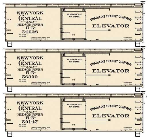 36′ Double-Sheathed Wood Boxcar, Steel Roof, Wood Ends 3-Pack - Kit -- New York Central & Hudson Riv, HO, Accurail Inc 8153