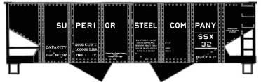USRA 55-Ton 2-Bay Open Hopper - Kit -- Superior Steel 32 (black), HO, Accurail Inc 81722
