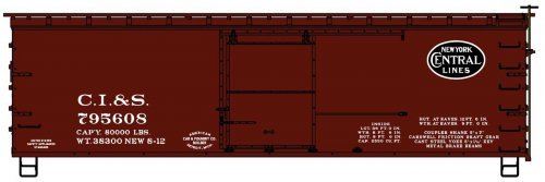 36′ Double-Sheathed Wood Boxcar, Steel Roof, Wood Ends, Straight Underf. Kit -- Chicago, Indiana & , HO, Accurail Inc 81893