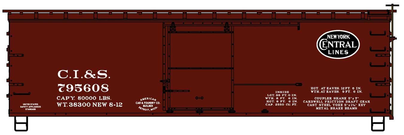 36′ Double-Sheathed Wood Boxcar, Steel Roof, Wood Ends, Straight Underf. Kit -- Chicago, Indiana & , HO, Accurail Inc 81893