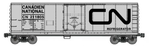 40′ Steel Reefer w/Plug Doors - Kit -- Canadian National 211805 (aluminum, black, Noodle Logo), HO, Accurail Inc 8516