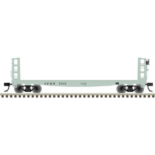 42′ Pulpwood Flatcar with Load - Ready to Run -- Southern Pacific 7075 (MOW gray), HO, Atlas Model Railroad Co. 20007583