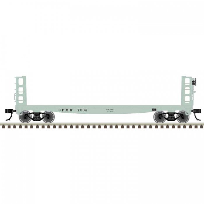 42′ Pulpwood Flatcar with Load - Ready to Run -- Southern Pacific 7075 (MOW gray), HO, Atlas Model Railroad Co. 20007583