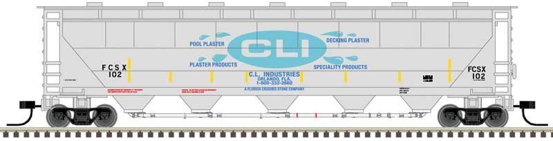 Trinity PD5000 Covered Hopper - Ready to Run -- CLI Industries FCSX 103 (gray, blue), N, Atlas Model Railroad Co. 50005669