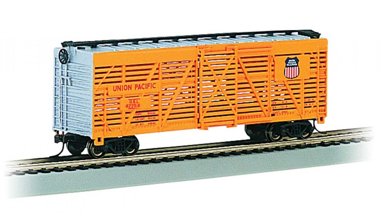 40′ Stock Car - Ready to Run - Silver Series(R) -- Union Pacific 47754 (Armour Yellow, silve, HO, Bachmann Industries 18519