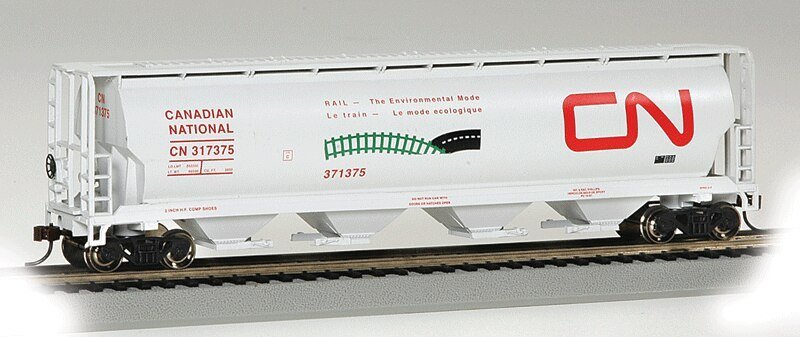 Canadian Cylindrical 4-Bay Grain Hopper - Ready to Run - Silver Series(R) -- Canadian Nation, HO, Bachmann Industries 19132