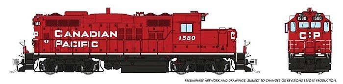 GP9u Low-Nose Rebuild - Standard DC -- Canadian Pacific 1580 (red, white, black, Block Lettering), HO, Rapido Trains Inc 54008