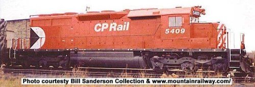 GMD SD40 - Standard DC - Executive Line -- Canadian Pacific 5409 (ex-QNSL, Action Red, white, 8′ Stripe, Small Multima, HO, Bo