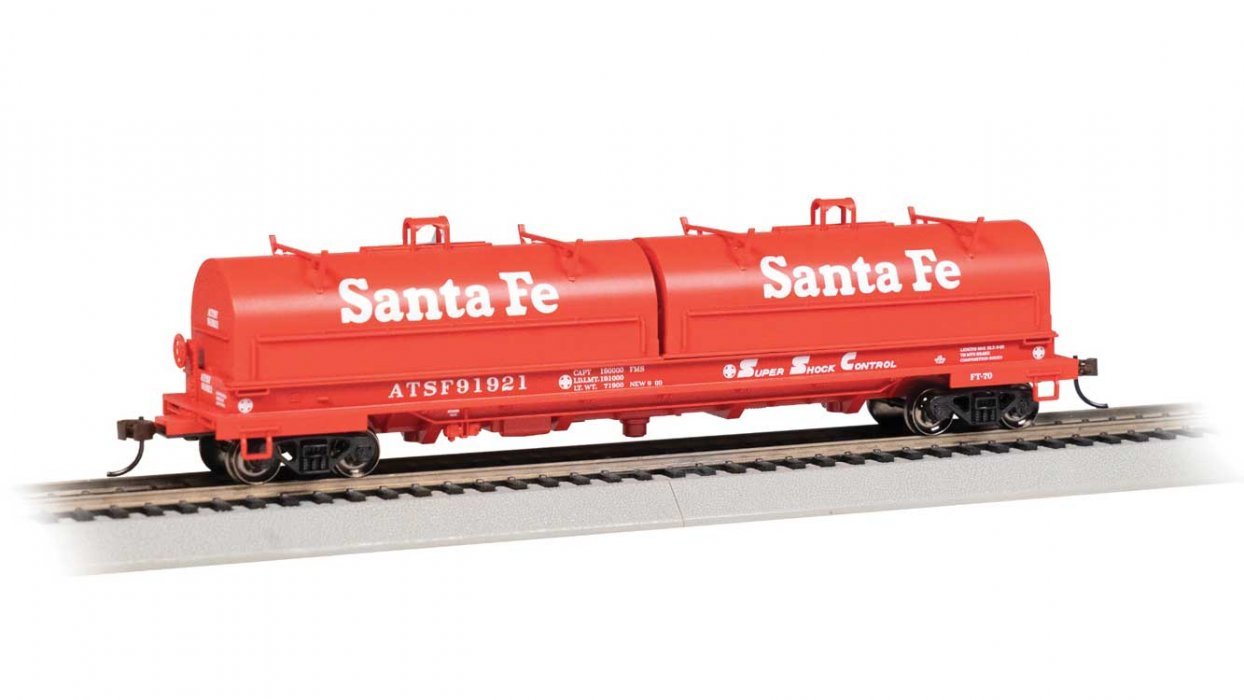 55′ Steel Steel Coil Car with Round Hoods - Ready to Run -- Santa Fe 91921 (red), HO, Bachmann Industries 71405