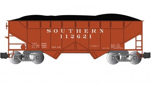 Two-Bay Offset-Side Open Hopper with Coal Load - Ready to Run -- Southern Railway 112621 (Box, G, Bachmann Industries 94003