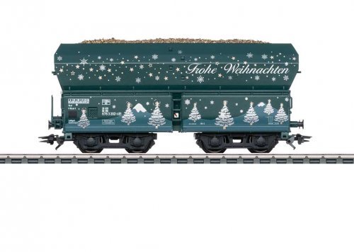 Type Fad 155 Hopper - 3-Rail - Ready to Run -- 2025 Christmas Railroad WB, blue, white), HO, Marklin, Inc 48425