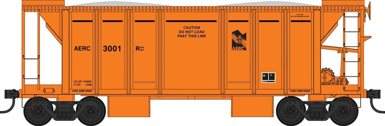 70-Ton 2-Bay Ballast Hopper with Side Chutes (Ballast Gates) - Ready to Run -- Albany &, HO, Bowser Manufacturing Co. 43647