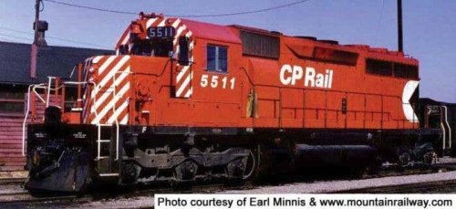 GMD SD40 - Standard DC - Executive Line -- Canadian Pacific 5539 (Experimental, red, 5′ Face Stripe, Small Multimark), HO, Bow