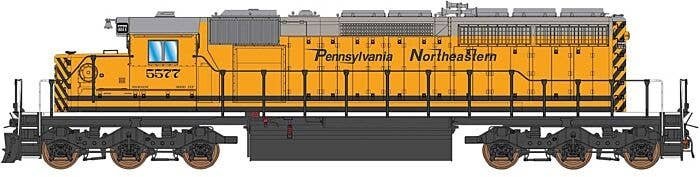 GMDD SD40-2 - Standard DC -- Pennsylvania Northeastern 5577 (yellow, black, gray), N, Intermountain Railway Company 69398