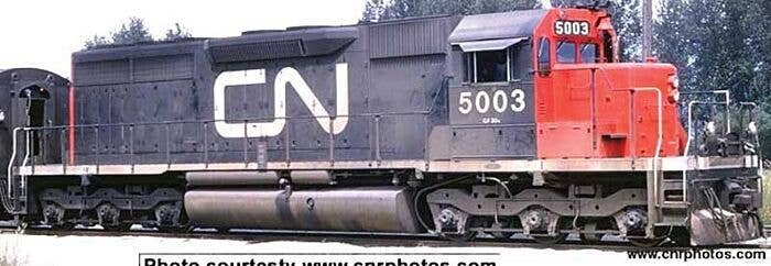 GMD SD40 with Dynamic Brakes - Standard DC - Executive Line -- Canadian National 5000 (black, red, white, Large Noodle Logo), HO