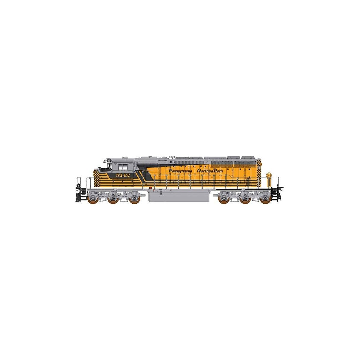 GMDD SD40-2 - Standard DC -- Pennsylvania Northeastern (Full Stripes, yellow, black, gray), N, Intermountain Railway Company 693