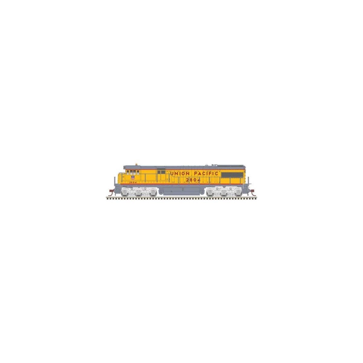 GE U28C - Standard DC - Master(R) Silver -- Union Pacific 2801 (Armour Yellow, gray, red frame stripe), HO, Atlas Model Railroad