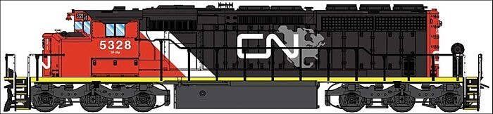 EMD/GMDD SD40-2W - Standard DC -- Canadian National (black, red, white, North American Continent logo), N, Intermountain Railway