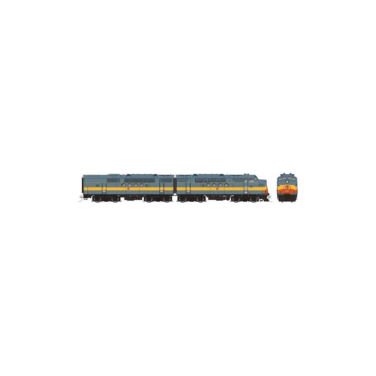 EMD FT A-B Set - Sound and DCC -- New York, Ontario & Western 601A, 601B (gray, orange, yellow), HO, Rapido Trains Inc 53524