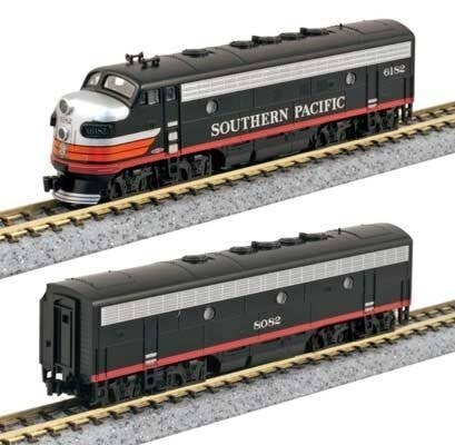 EMD F7 A-B Set - LokSound and DCC -- Southern Pacific 6182, 8082 (Black Widow, black, silver, red, orange), N, Kato USA Inc 1060