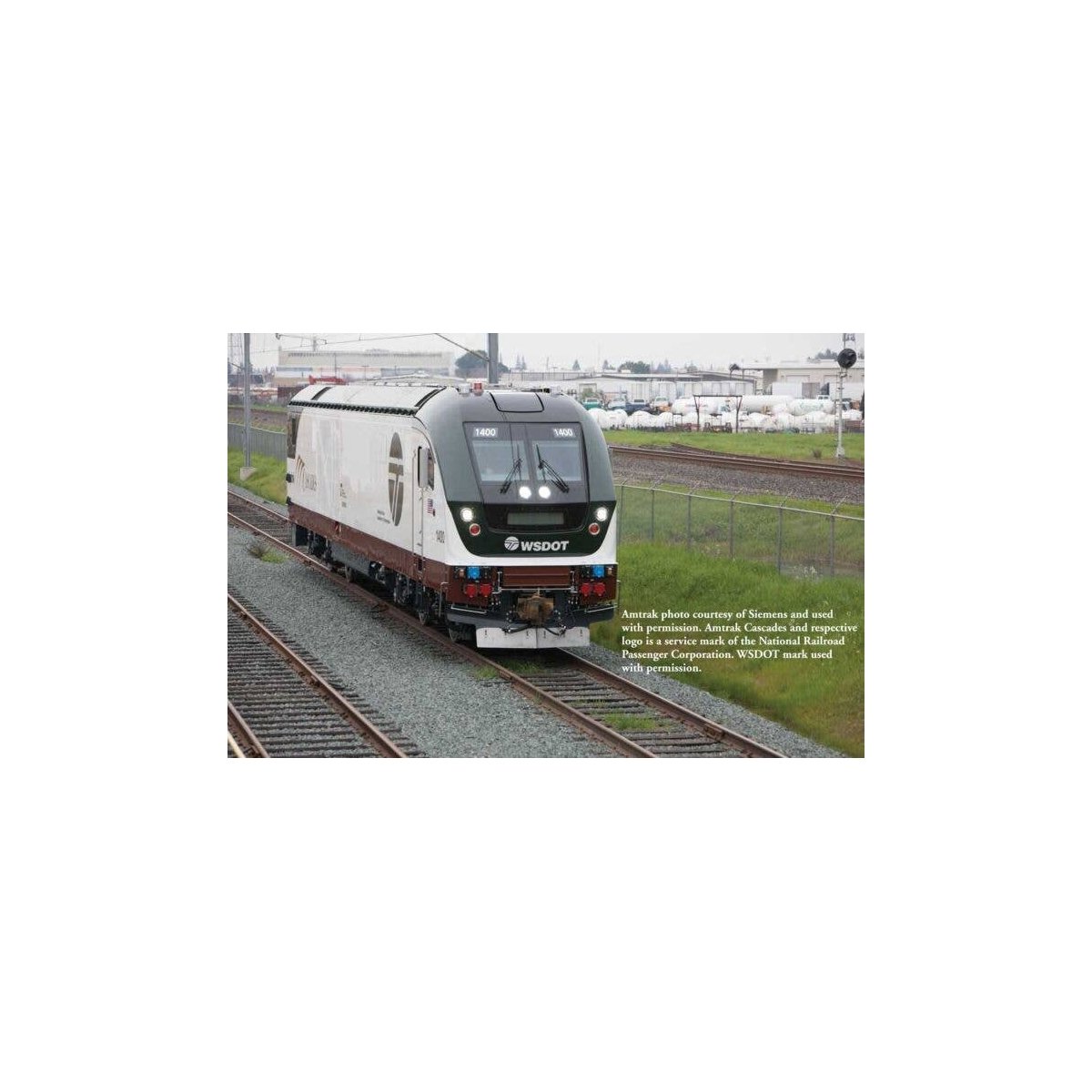 Siemens SC-44 Charger - WowSound(R) and DCC -- Amtrak 1400 (Cascades, Washington D.O.T. white, green, brown), HO, Bachmann Indus