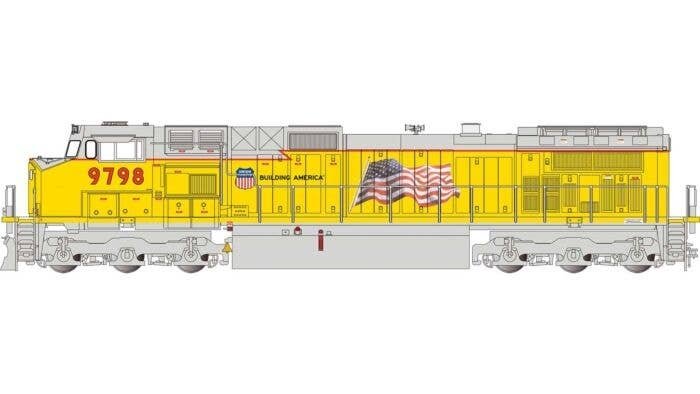 GE Dash 9-44CW - Standard DC -- Union Pacific 9798 (Armour Yellow, silver, US Flag), G, Bachmann Industries 90919