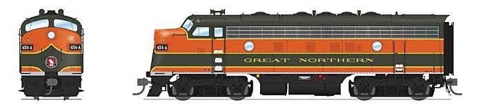 EMD F7 A-Unpowered B Set - Sound and DCC - Paragon4(TM) -- Great Northern 454A, 454B (Freight Empire Scheme, Pullman Green, Oran