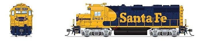 EMD GP35u Low Nose - Sound and DCC - Paragon4(TM) -- Santa Fe 2828 (Warbonnet, blue, yellow), HO, Broadway Limited Imports 7531