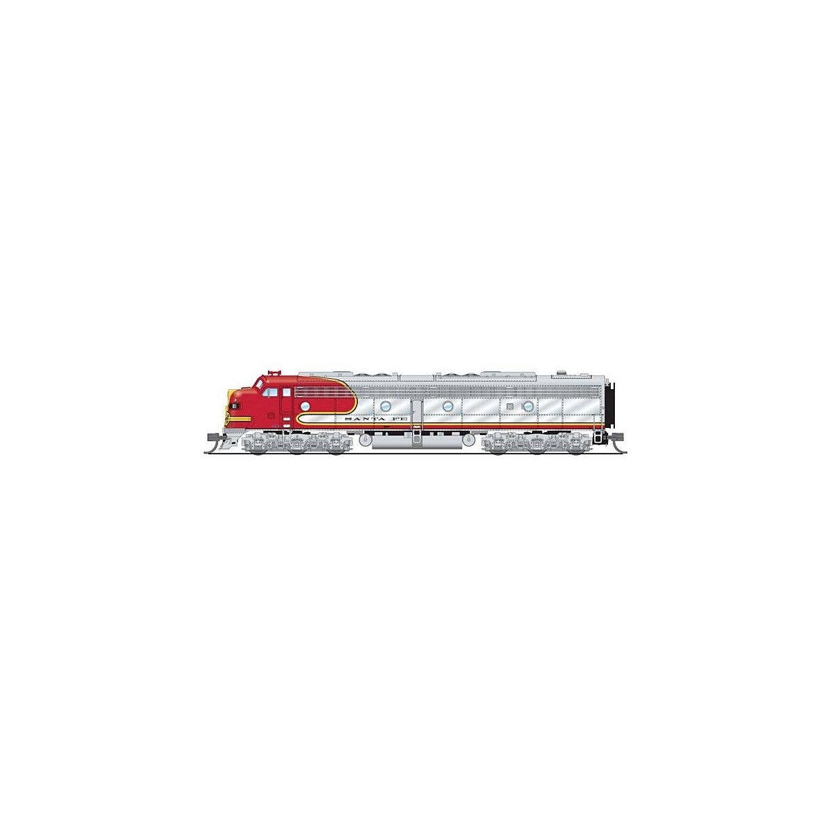 EMD E8A/Unpowered B Set w/Sound & DCC - Paragon4(TM) -- Santa Fe 81L, 81A (Warbonnet, silver, red), N, Broadway Limited Imports 