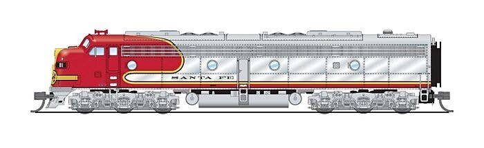 EMD E8A/Unpowered B Set w/Sound & DCC - Paragon4(TM) -- Santa Fe 81L, 81A (Warbonnet, silver, red), N, Broadway Limited Imports 