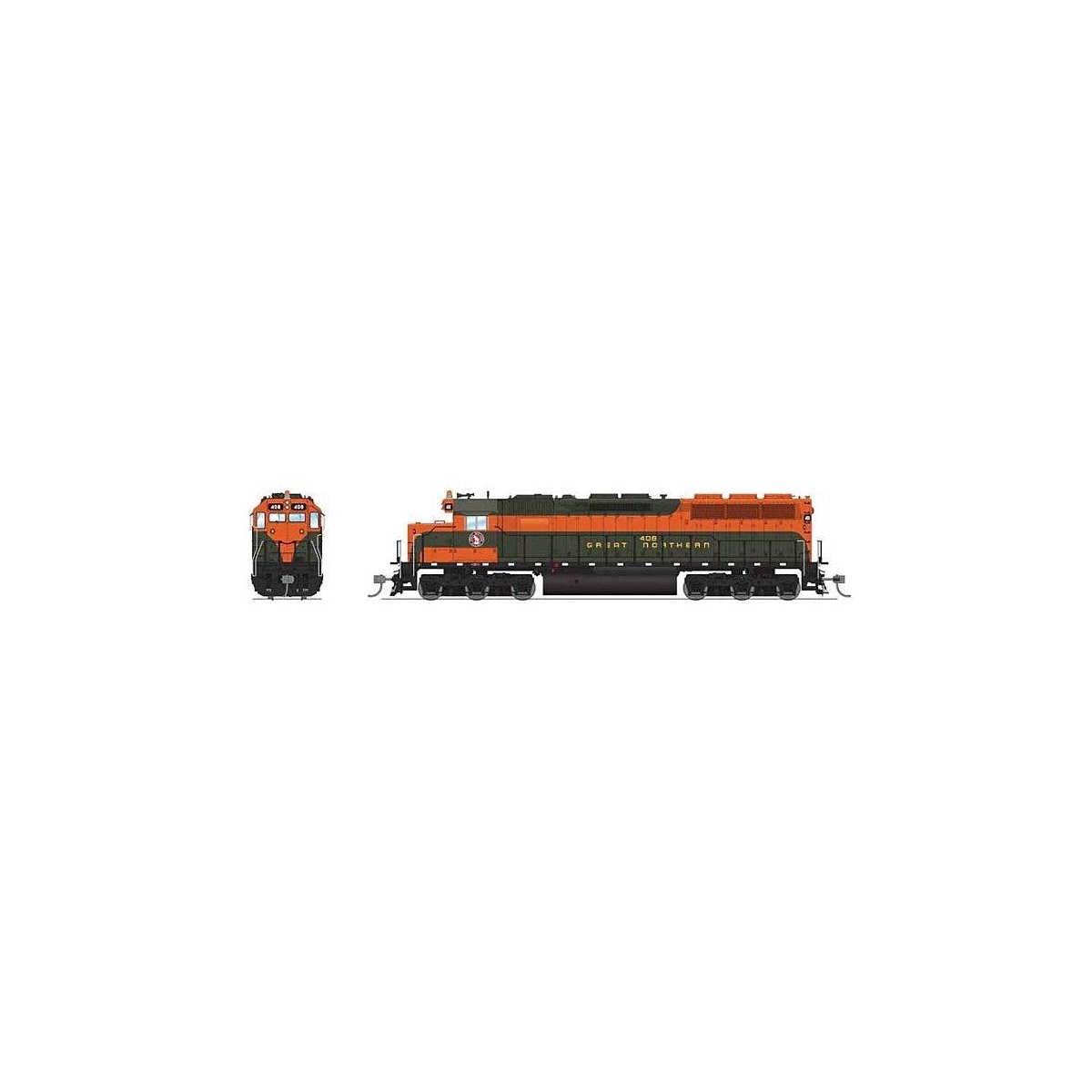 EMD SD45 Low-Nose - Sound & DCC - Paragon4(TM) -- Great Northern 410 (Simplified, Pullman Green, Omaha Orange), HO, Broadway Lim