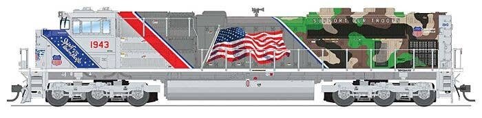 EMD SD70ACe - Standard DC - Stealth Series -- Union Pacific 1943 Spirit of the Union Pacific (silver, gray, blue), HO, Broadway 
