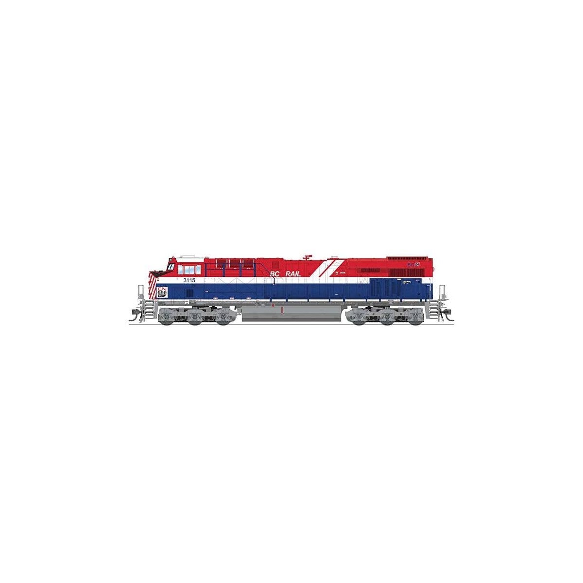 GE ES44AC - Sound and DCC - Paragon4(TM) -- Canadian National 3115 (BC Rail Heritage, red, white, blue), HO, Broadway Limited Im
